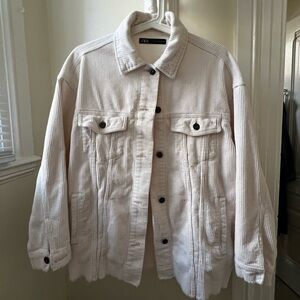 Corduroy oversized jacket by Zara in an off-white/cream color